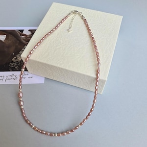 Natural pink pearl choker, Freshwater pearl necklace, Pink pearl jewelry, Genuine freshwater pink pearl necklace, Bridal jewelry