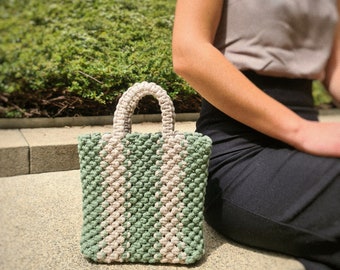 Macrame handmade mini bag  Hippie bag  Handmade summer bag  Gift for friend  Women's accessory  Green handmade bag