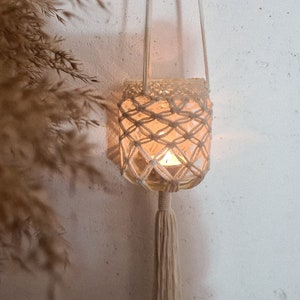 Outdoor decor Macrame hanging lamp Small lantern Garden decor Macrame decor Modern macrame Farmhouse decor Lake house decor Coastal decor image 1