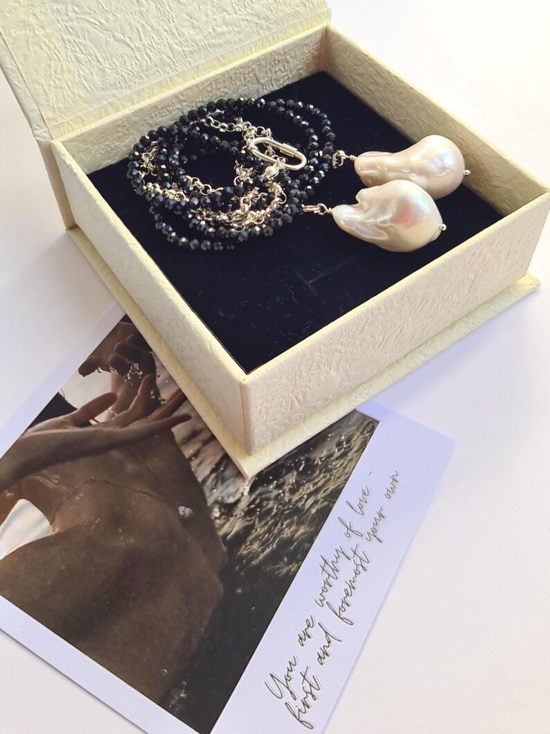 Collier Long Avec Perles Baroques Blanches 14mm Et Chaîne Franges - Parsarahgong