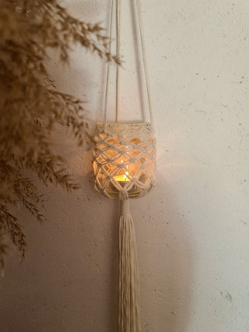 Outdoor decor Macrame hanging lamp Small lantern Garden decor Macrame decor Modern macrame Farmhouse decor Lake house decor Coastal decor image 4