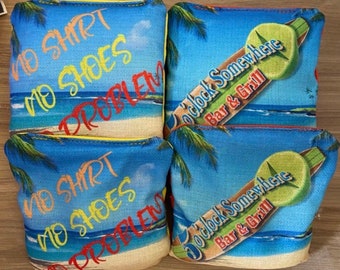 Bolsas de cornhole rellenas de resina estilo profesional para las 5 en punto en algún lugar de Margaritaville Beach