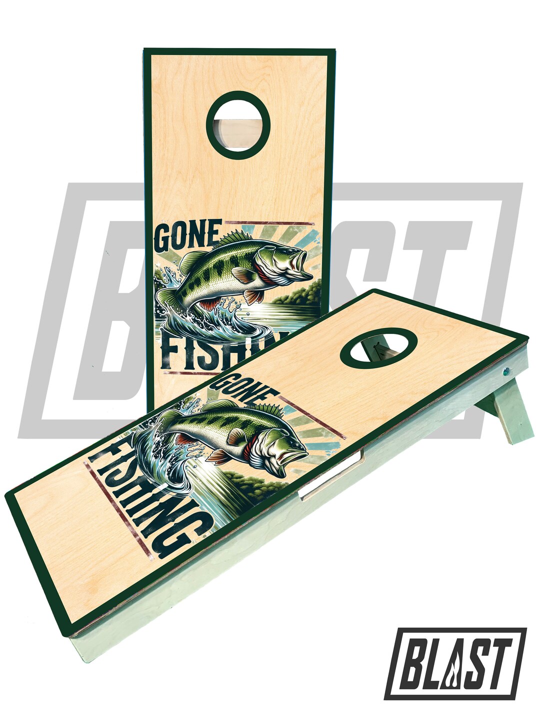 Premium Fishing-Themed Cornhole Boards for Outdoor Fun