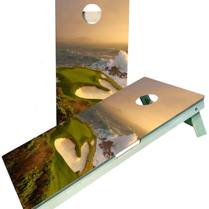 Pebble Beach Golf Course Pro Cornhole Boards, Gift for Golfer, Golf bagtoss game