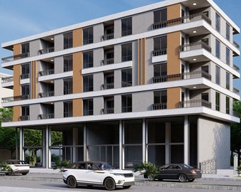5-Story Apartment Plan: 12 Flats, Modern Residence (PDF & CAD Files)