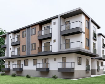 3-Story Apartment Plan: 29 Flats, Modern Residence (PDF Files)