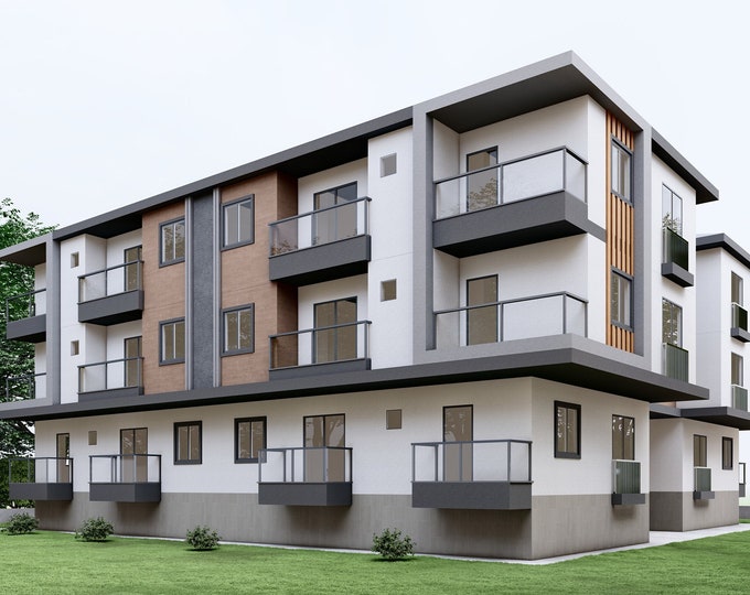 Modern 5-story Apartment Plan: 20 Flats (PDF & CAD Files) - Etsy Canada