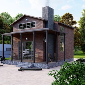 Plattegrond kleine woning, Amerikaans huis 20'x27' klein huis, plattegronden loft, huis met 1 slaapkamer en 1 badkamer, huis met één verdieping