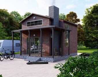 American Tiny House Plan, 1 Bed, Loft, 20’x27’ (PDF & AutoCAD File)