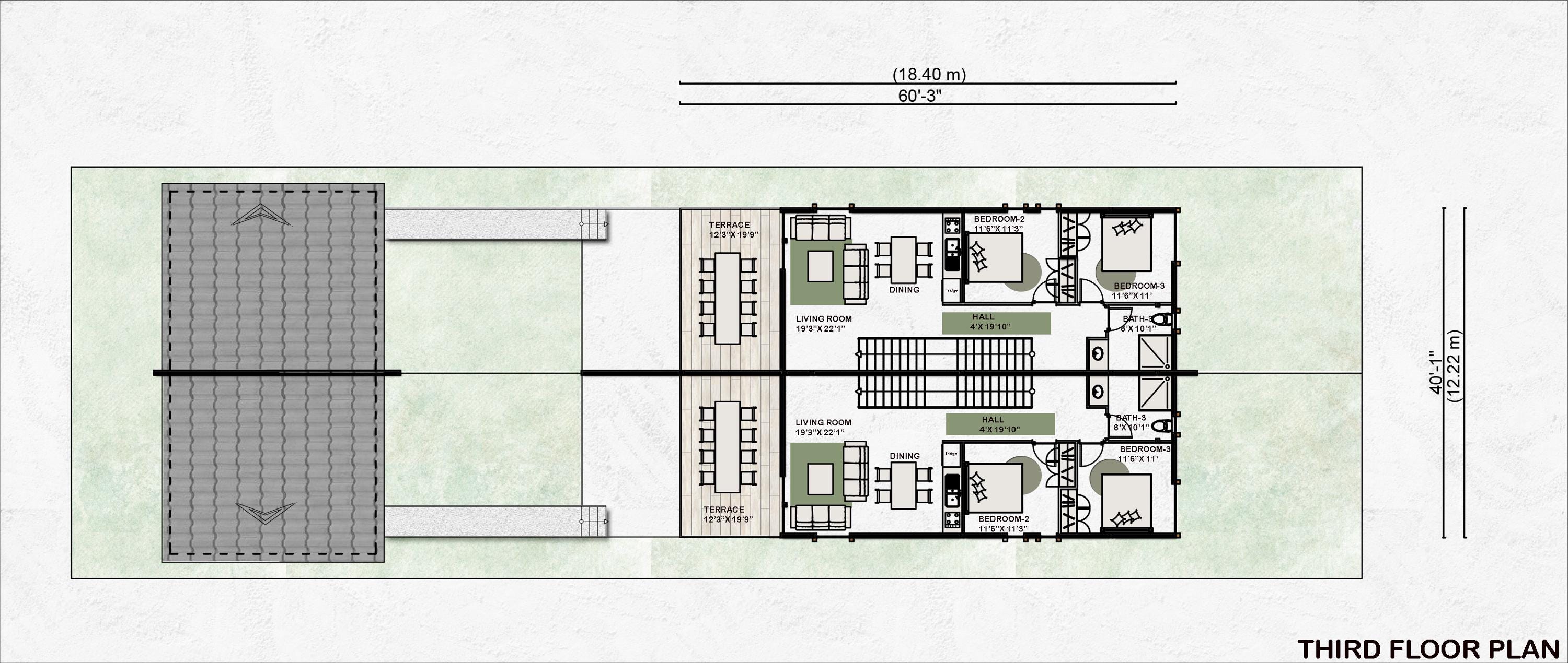 Modern Duplex House Plan: 4 Bed, 3.5 Bath, 3-story (PDF File) - Etsy
