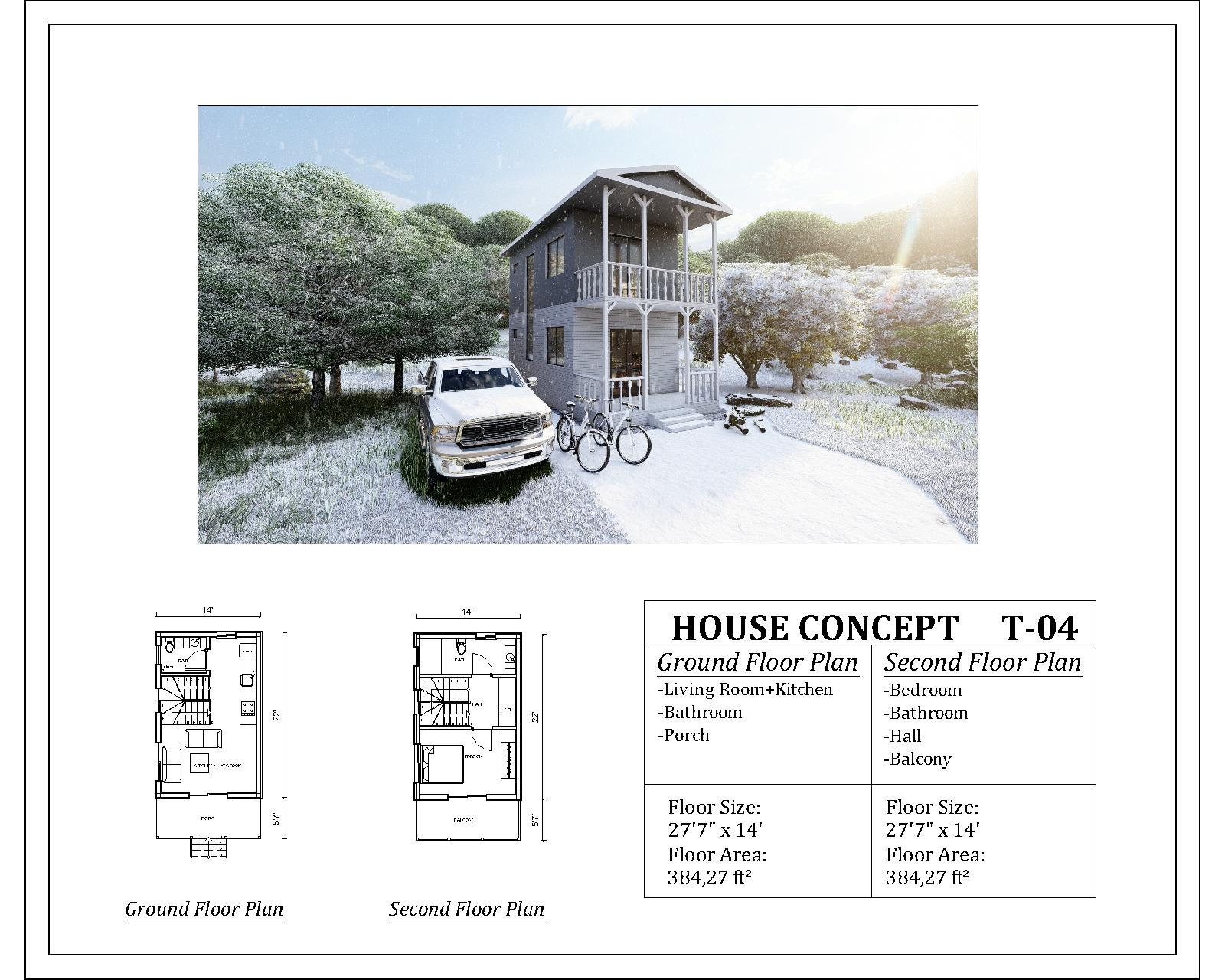 Tiny House Plan | One Bedroom | 2-story | 770 SQFT | Printable | PDF ...
