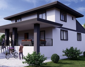 Modern 4 Bedroom House Plan: 3341 SQFT, 2 Story Home (PDF File).