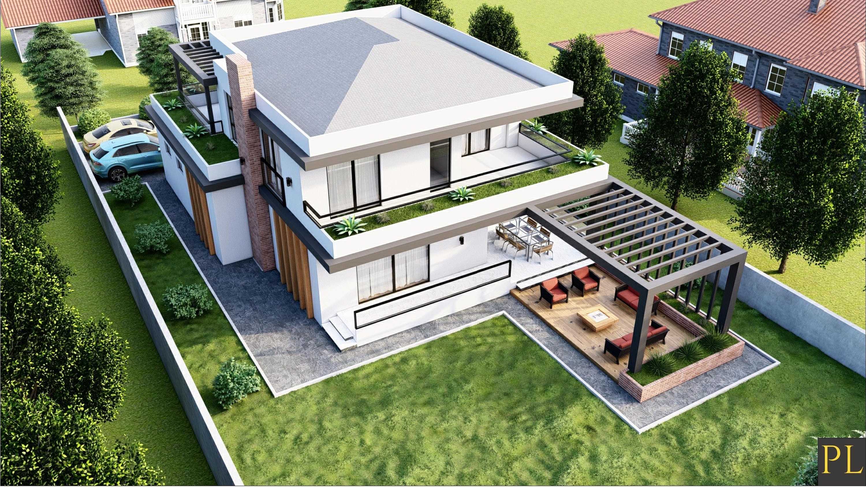 Modern House Plan | 4 bedroom 4 bathroom Floor Plan |2 Story | CAD & PDF File (Imperial+Metric Units)