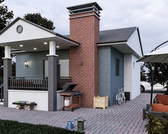 Tiny House Plan | 2 bedroom 1.5 bathroom | 865 SQFT | PDF File (Imperial+Metric Units).
