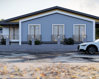 Single Story 3 Bedroom 2 bathroom Modern House Plan, home plan