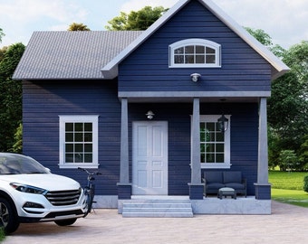 Tiny House Plan | One Bedroom | 1-Story | 747 SQFT | Printable | PDF & CAD
