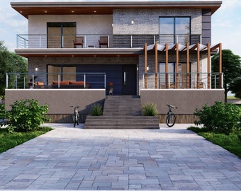 Modern 6 Bedroom House Plan: Two Story Home Design (Free CAD File)