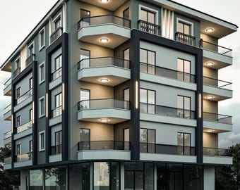 5-Story Apartment Building Plan: 12 Flats 2 shops plan.
