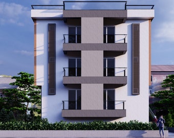 3-Story Apartment Plan: 19 Flats Residence (PDF & JPG)