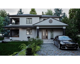 Modern 3 Bedroom House Plan: Two Story Home (PDF File)