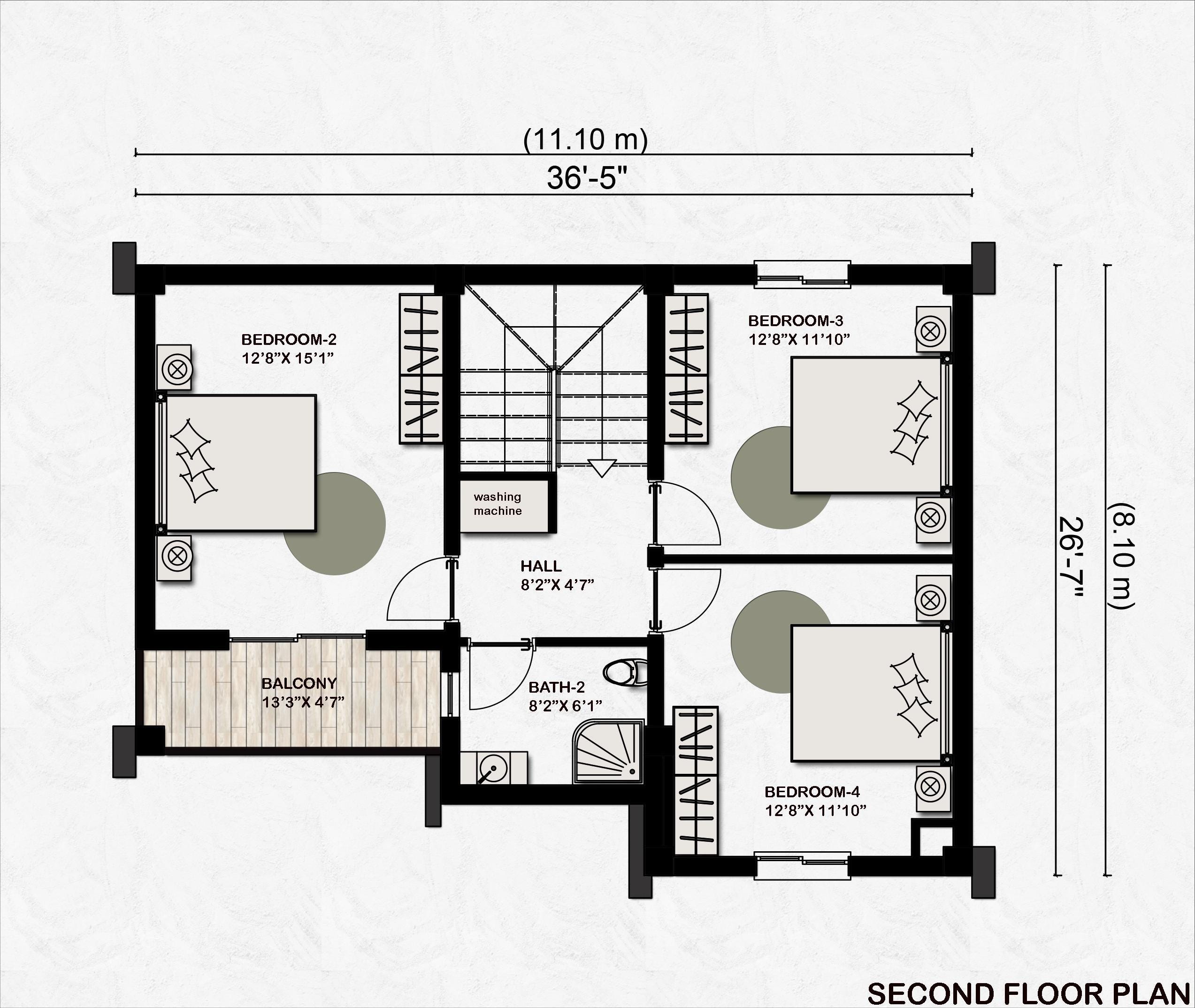 Tiny House Plan, 4 Bedroom Tiny House,2 Bathroom House Floor Plan ...