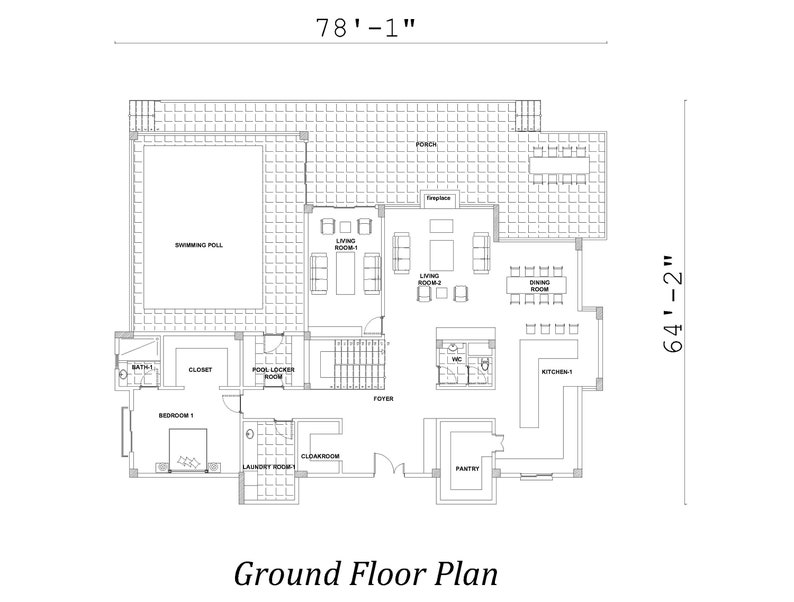 Modern 4 Bedroom House Plan With Indoor Pool (free CAD File) - Etsy