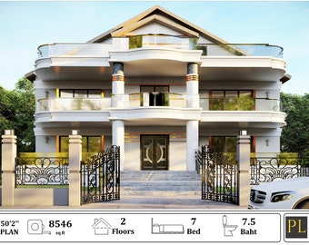 Multi-Family House Plan | 7 Bedroom & 7.5 Bathroom Double Story and Attic Home Plan | 8546 SQFT | Free CAD File