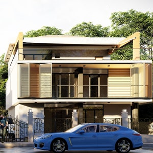 Planimetria della casa / Planimetria della casa con 5 camere da letto e 3,5 bagni / Progetto della casa a 3 piani / 4540 piedi quadrati