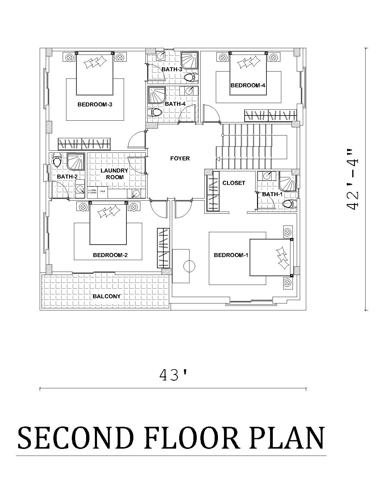 Modern 6 Bedroom House Plan: Two Story Home Design (free CAD File) - Etsy