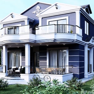 Pianta di una casa moderna / Pianta di una casa con 4 camere da letto e 4 bagni / 2 piani / 3113 piedi quadrati - 289 mq / File CAD gratuito / Unità imperiali + unità metriche