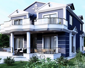 Modern 4 Bedroom House Plan: 2-Story Home Blueprint (Free CAD File)