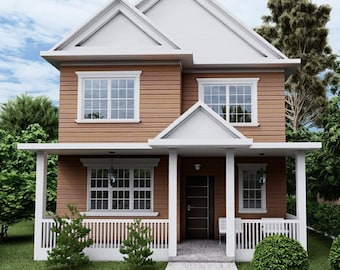 Two Story House Plan: 4 Bedroom, 2 Bath (1542 sq ft) (PDF File)