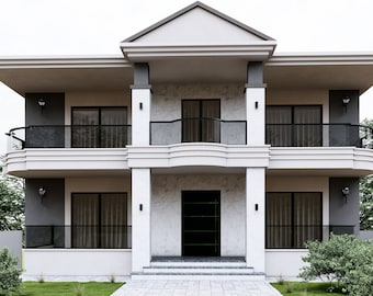 Modern Architectural House Plan | 5 bedroom 4.5 bathroom Floor plan |2 Story House | CAD & PDF File (Imperial+Metric Units)