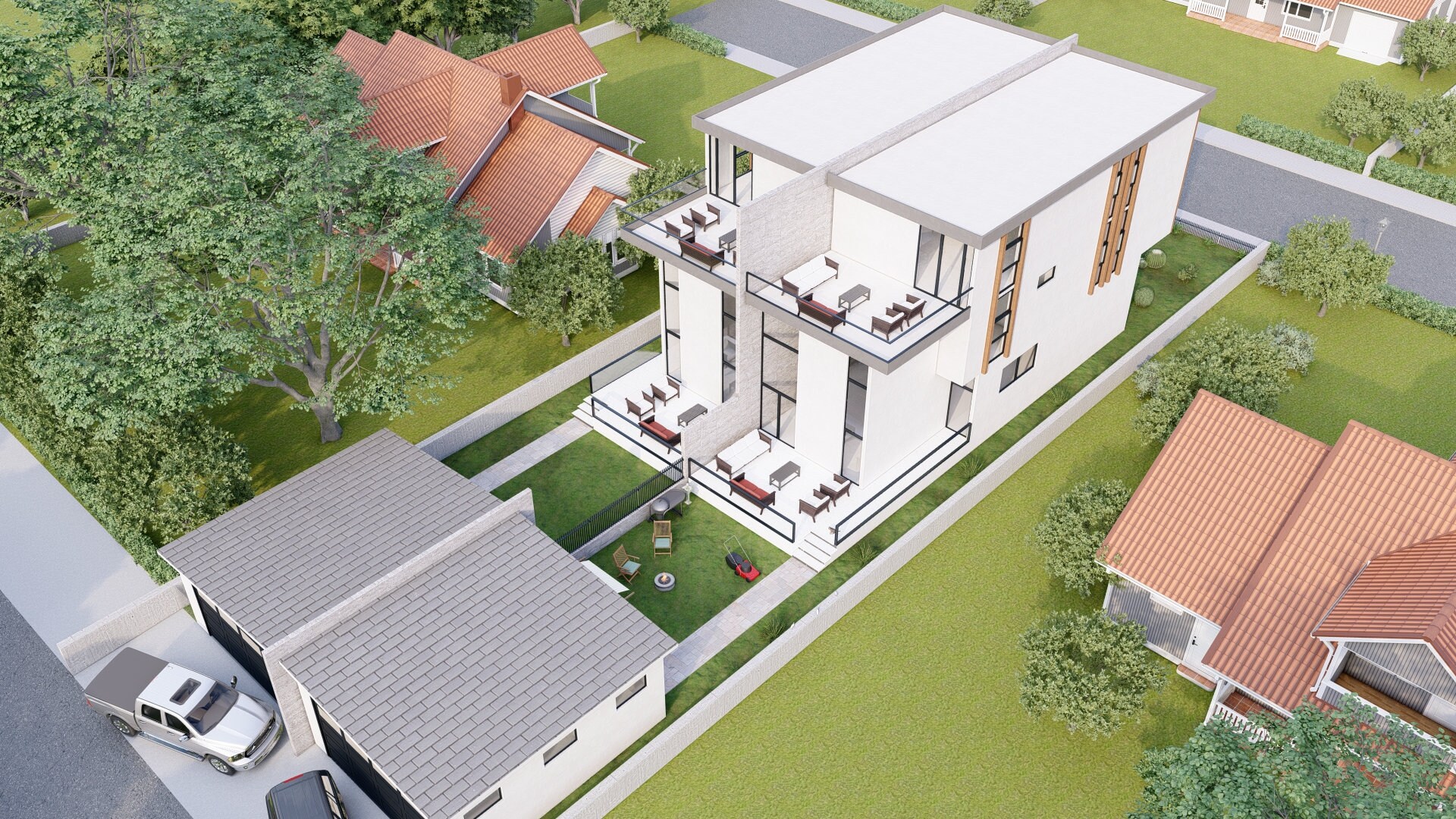 Modern Duplex House Plan: 4 Bed, 3.5 Bath, 3-story (PDF File) - Etsy