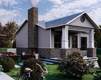 Tiny House Plan | 2 bedroom 1.5 bathroom | 878 SQFT | PDF File (Imperial+Metric Units).