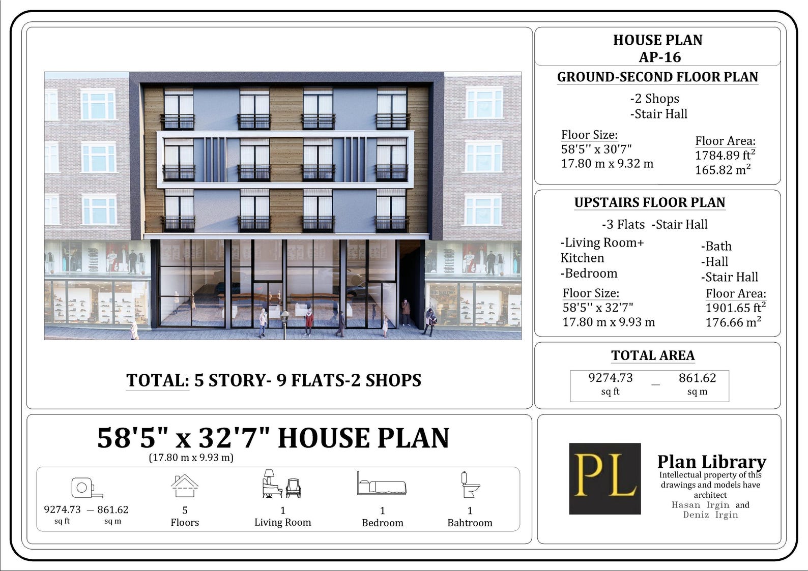 5-story Apartment Building Plan: Modern Residence Design (PDF Files ...