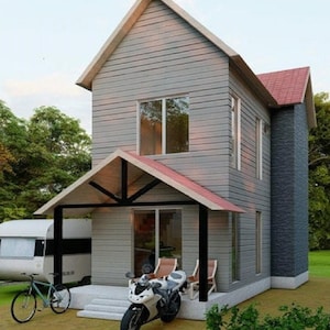 Tiny House Plan,House Plan,Cabin Plans,2 Bedroom House,2.5 Bathroom House,Two Story House,792 sq ft,16’x29’ House