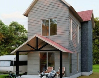 Tiny House Plan: 2 Bedroom, 2.5 Bath, 792 sq ft (PDF & CAD Files)