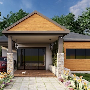 Tiny House Plan, Cabin Plans, 3 Bedroom 3 Bathroom Floor plan, Single Story House Blueprints, 44’x44’ House