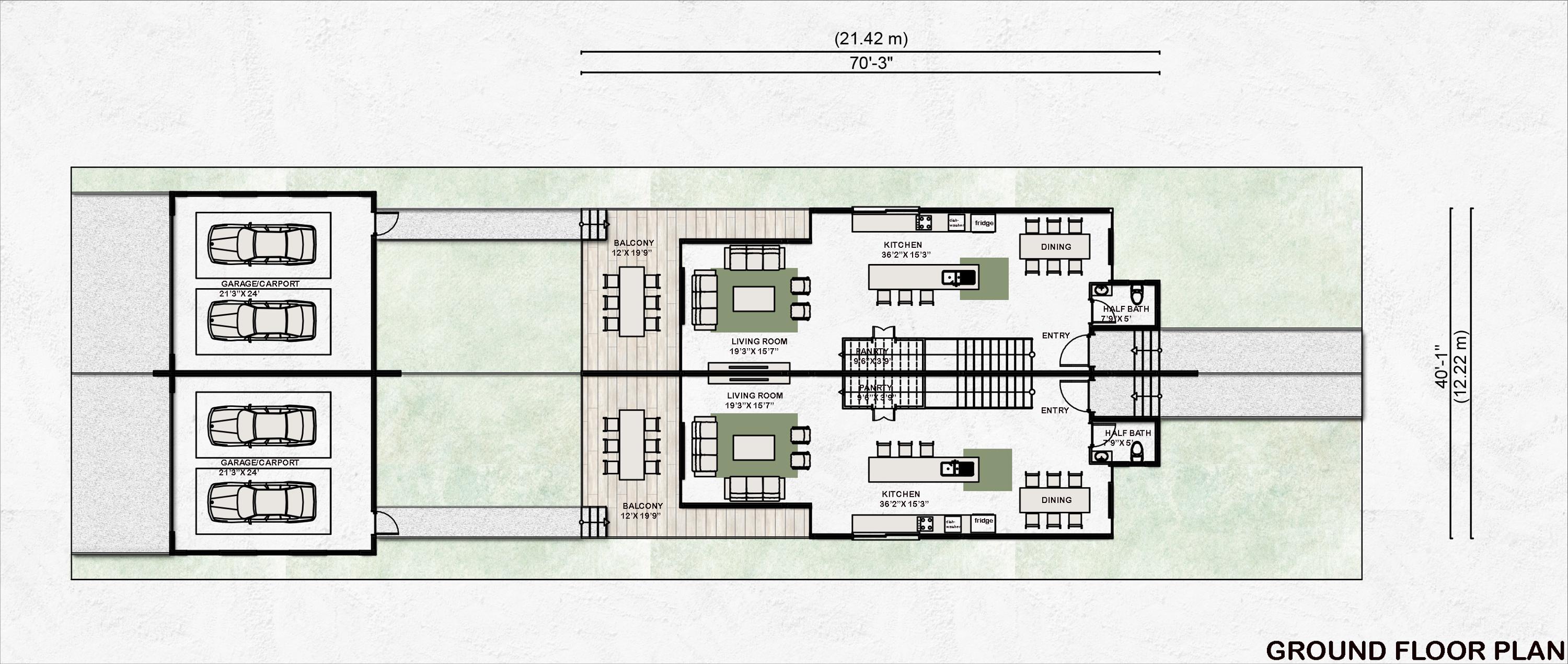 Modern Duplex House Plan: 4 Bed, 3.5 Bath, 3-story (PDF File) - Etsy