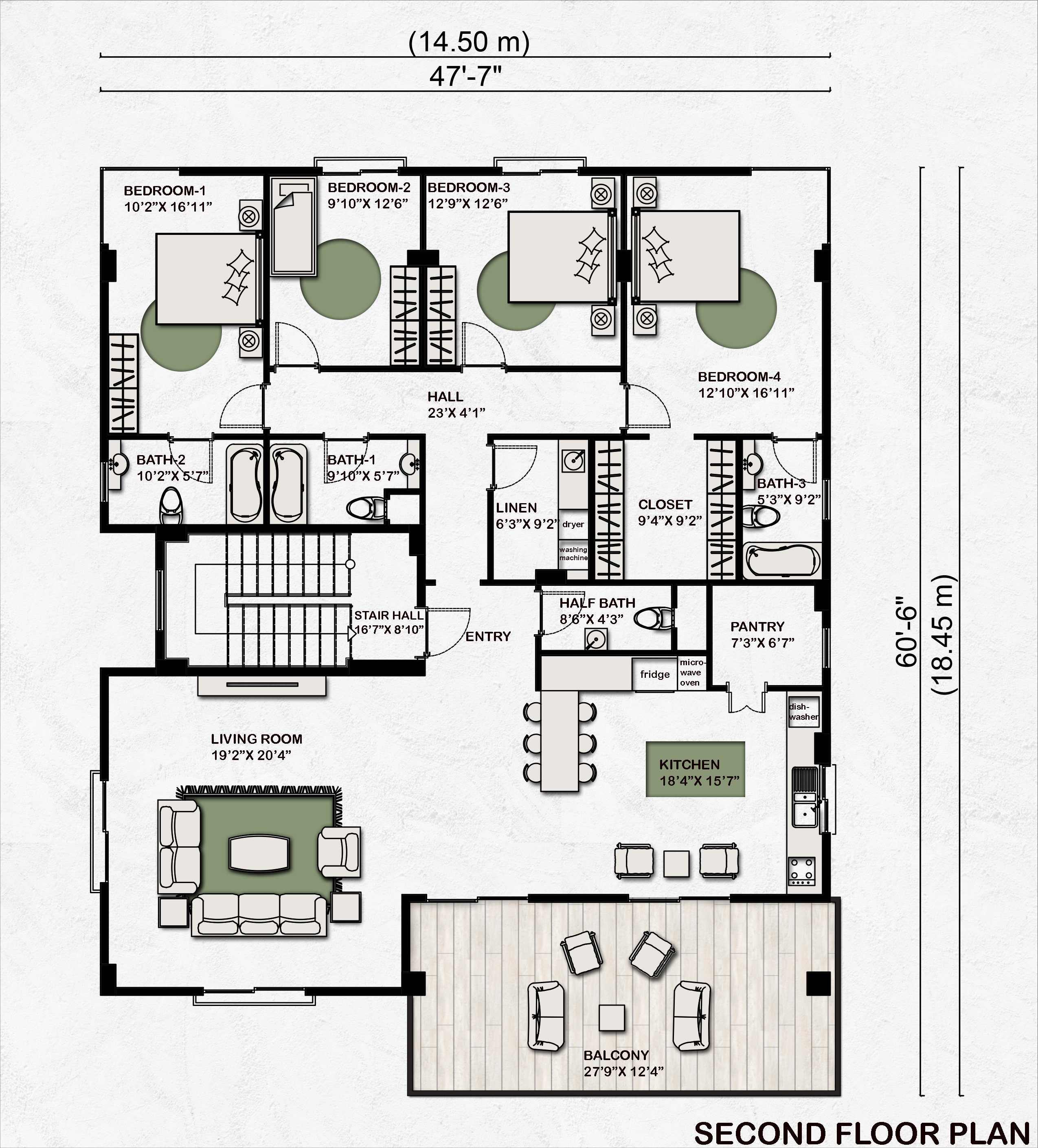 Modern 6 Bedroom House Plan: Two Story Home Blueprint (PDF File) - Etsy