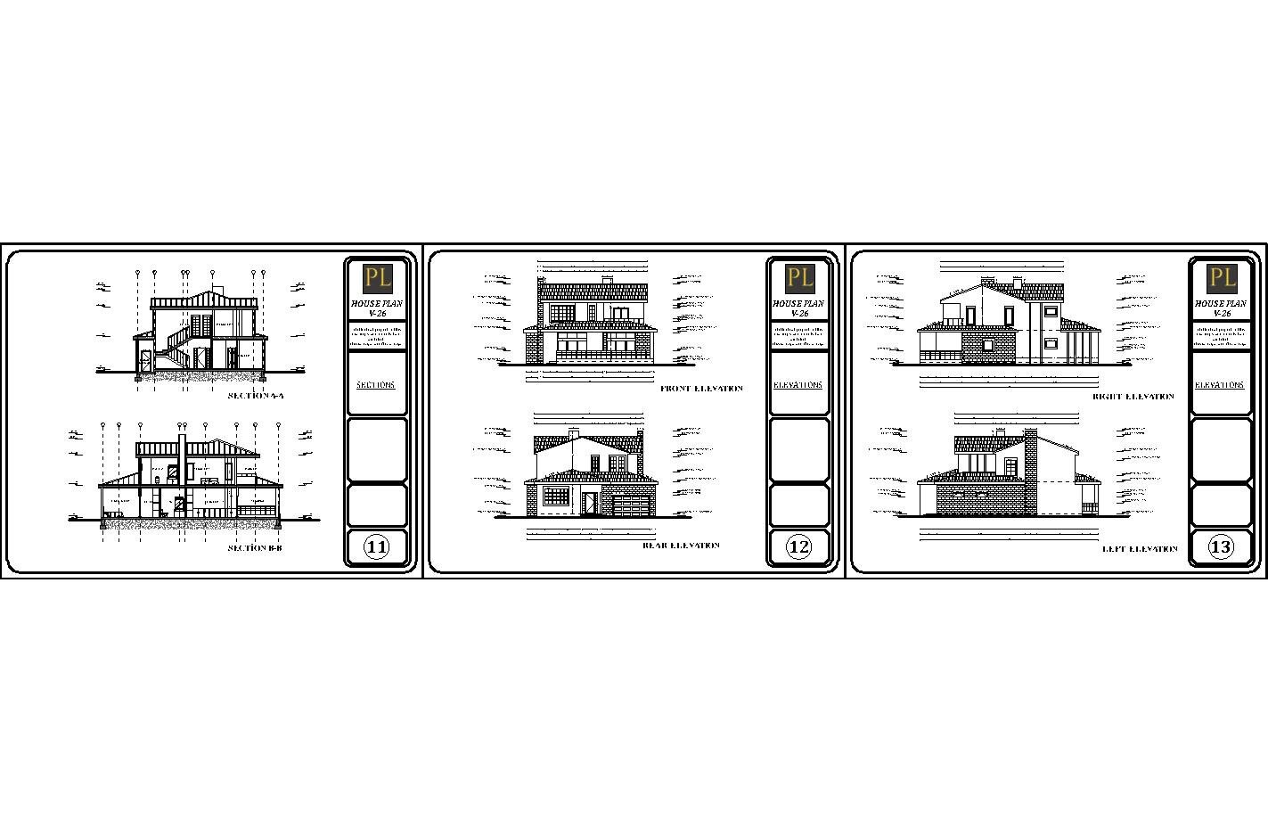 Modern 4 Bedroom House Plan: 2 Story Architectural Design (PDF & CAD ...