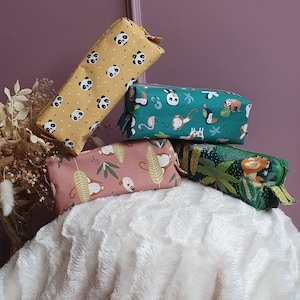 Trousse école enfant - panda et singe