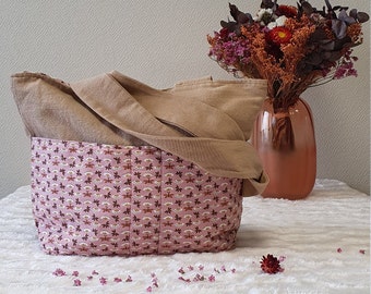 Sac à main style pochon - rose et écru