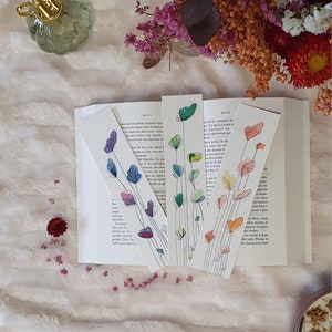 Bookmark in hand-painted watercolor - Flower Field