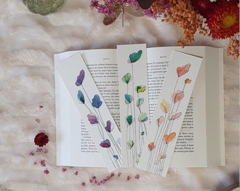 Bookmark in hand-painted watercolor - Flower Field