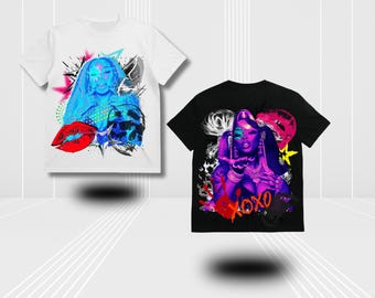 Y2K Streetwear Girl PNG Bundle | 2 Pop Art Graphic Designs | Fashion Digital Download | Sublimation PNG Bundle | Trendy T-Shirt Designs