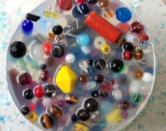 Colorful Glass Beads Pickable: 4" Picking Sensory Fidget Picky Pad Skin Picking Anxiety Relief Tactile Satisfying ASMR Dermatillomania ADHD