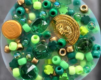 St. Paddys Day Green + Gold Pickable: 4" Picking Sensory Fidget Picky Pad Anxiety Relief Tactile Satisfying ASMR Dermatillomania ADHD
