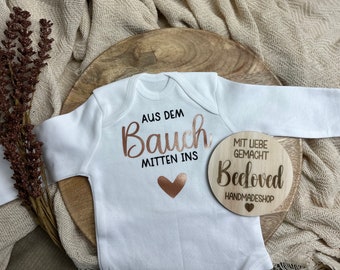 Babybody mit Spruch - aus dem Bauch mitten ins Herz